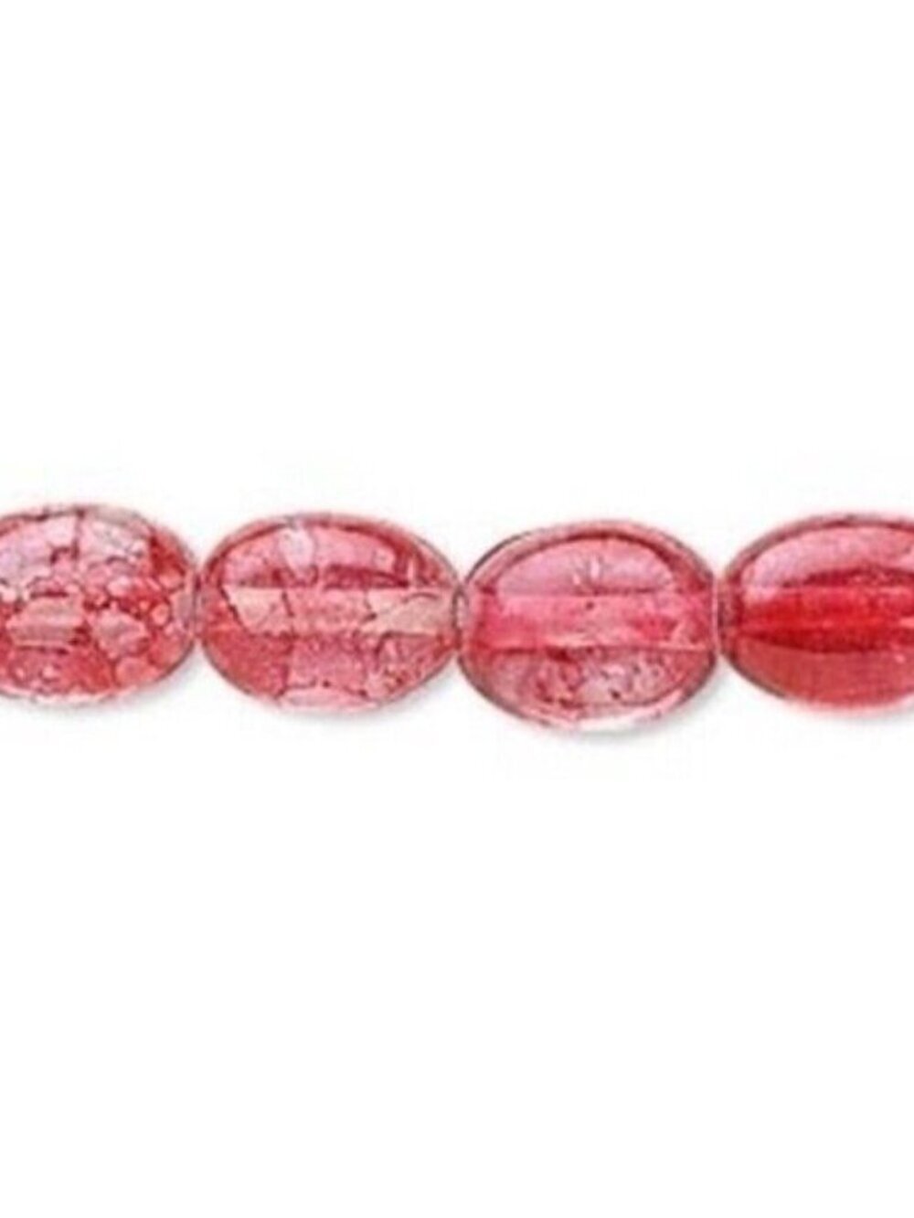 Handmade Mottled India Glass Beads Oval 12x8mm Clear Dark Pink 10 pcs